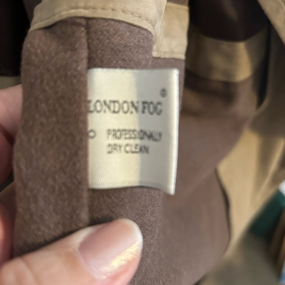 London Fog Tan Trench Coat with Belted Waist - Picture 6 of 10